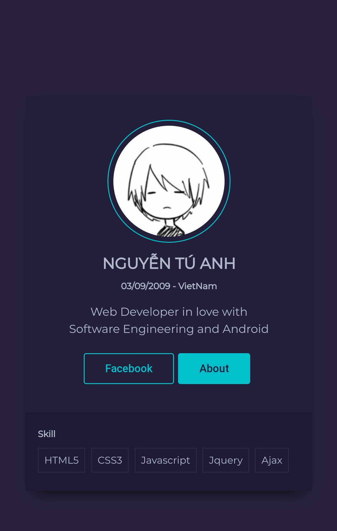 Share code trang Profile viết bằng JavaScript by Nguyễn Tú Anh
